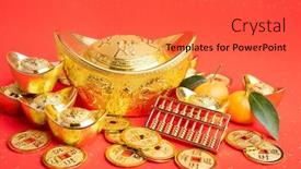  Presentation with translation - Slides having chinese-new-year-ornament-gold background and a red colored foreground