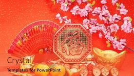  Presentation with chinese new year firecrackers - Presentation theme enhanced with chinese-new-year-ornament-gold background and a red colored foreground