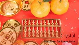  Presentation with translation - PPT theme having chinese-new-year-ornament-gold background and a red colored foreground