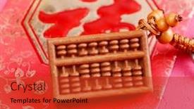  Presentation with calligraphy - Audience pleasing PPT theme consisting of chinese-new-year-ornament-peach backdrop and a red colored foreground