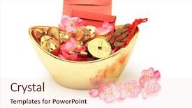  Presentation with lunar - Slides consisting of chinese new year ornaments red background and a lemonade colored foreground