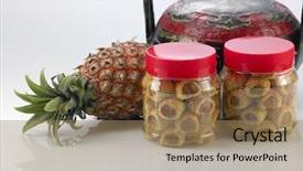  Presentation with chinese new year 2021 - Presentation design consisting of chinese new year pineapple tarts background and a coral colored foreground