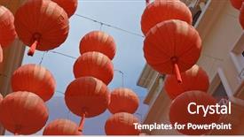  Presentation with chinese lantern - Slide set featuring chinese new year red lantern background and a tawny brown colored foreground