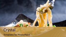  Presentation with noodle - Presentation having chinese noodle background and a gold colored foreground