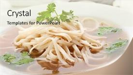  Presentation with noodle - Presentation theme with beef broth with rice noodle background and a soft green colored foreground