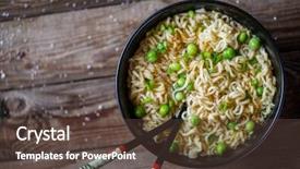  Presentation with noodles - Audience pleasing PPT theme consisting of chinese noodles top view backdrop and a tawny brown colored foreground