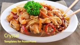  Presentation with noodles chinese food dark - Theme consisting of chinese noodles with vegetables background and a tawny brown colored foreground