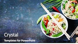  Presentation with noodles - Cool new presentation with chinese noodles with vegetables backdrop and a ocean colored foreground