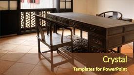  Presentation with house building - PPT theme with chinese old house with wood background and a  colored foreground