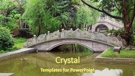  Presentation with bridges - Presentation theme having chinese old style arched bridges background and a  colored foreground