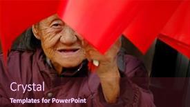  Presentation with chinese chinese - Presentation theme having chinese-old-woman-selling-touristic background and a tawny brown colored foreground