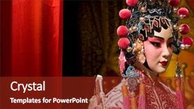  Presentation with opera - Audience pleasing presentation design consisting of chinese opera dummy and red backdrop and a tawny brown colored foreground