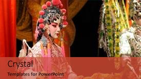  Presentation with opera - PPT theme consisting of chinese opera dummy female background and a red colored foreground