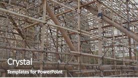  Presentation with scaffold - Cool new PPT layouts with chinese opera performance bamboo scaffold backdrop and a dark gray colored foreground