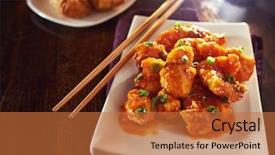  Presentation with onion - Presentation theme featuring chinese orange chicken with chopped background and a red colored foreground