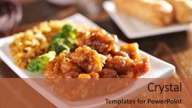  Presentation with nasi goreng fried rice - Presentation design with chinese orange chicken with fried background and a red colored foreground