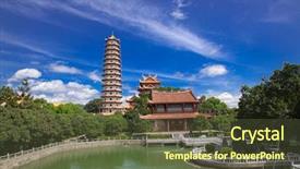  Presentation with buddhism - Cool new slides with chinese pagoda and temples backdrop and a tawny brown colored foreground