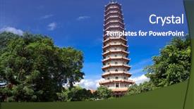  Presentation with buddhism - Amazing PPT layouts having chinese pagoda of xichan temple backdrop and a ocean colored foreground