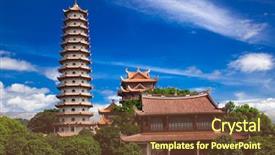  Presentation with temple - Beautiful theme featuring chinese pagoda of xichan temple backdrop and a tawny brown colored foreground