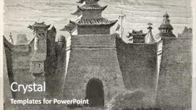  Presentation with chinese paintings - Cool new PPT layouts with chinese paintings - old illustration of beijing walls backdrop and a gray colored foreground