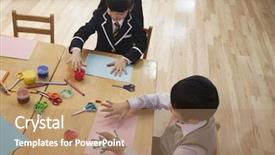  Presentation with children painting - Audience pleasing PPT theme consisting of view on night sky with backdrop and a wine colored foreground