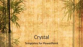  Presentation with bamboo - Cool new PPT theme with chinese paintings - silhouette of branches backdrop and a yellow colored foreground