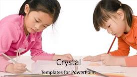  Presentation with chinese paintings - Presentation theme consisting of chinese paintings - young asian girl drawing background and a  colored foreground