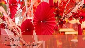  Presentation with chinese wedding - Slides featuring chinese-paper-fans-in-pastel background and a red colored foreground