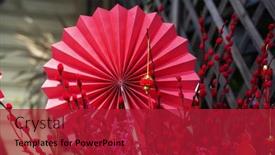  Presentation with chinese new year - Beautiful slide deck featuring chinese-paper-fans-in-pastel backdrop and a crimson colored foreground
