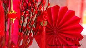  Presentation with chinese new year - Audience pleasing PPT layouts consisting of chinese-paper-fans-in-pastel backdrop and a crimson colored foreground