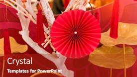  Presentation with chinese wedding - Audience pleasing slide set consisting of chinese-paper-fans-in-pastel backdrop and a crimson colored foreground