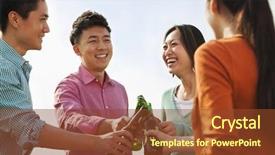  Presentation with farewell of friends - PPT theme having chinese party - friends toasting each other background and a tawny brown colored foreground