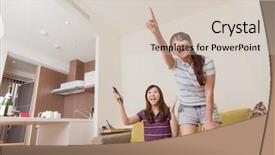  Presentation with living room - Slides with chinese party - friends watch tv and feel background and a lemonade colored foreground