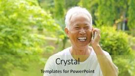  Presentation with senior asian - Colorful PPT theme enhanced with chinese people - healthy senior asian man backdrop and a yellow colored foreground