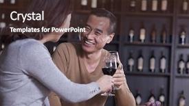  Presentation with bar drinks wine - Audience pleasing presentation design consisting of chinese people - mature couple toasting and enjoying backdrop and a tawny brown colored foreground