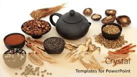  Presentation with tea collection - Presentation theme with chinese-plant-based-herbal-medicine background and a yellow colored foreground