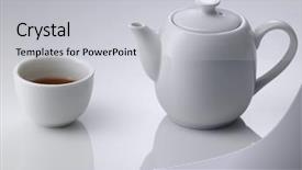  Presentation with teapot - Slide deck with chinese porcelain teapot on white background and a  colored foreground