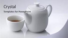  Presentation with teapot - Colorful PPT theme enhanced with chinese porcelain teapot on white backdrop and a  colored foreground
