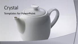  Presentation with teapot - Cool new PPT theme with chinese porcelain teapot on white backdrop and a  colored foreground
