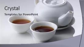  Presentation with teapot - Amazing theme having chinese porcelain teapot on white backdrop and a  colored foreground