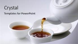  Presentation with teapot - Theme with chinese porcelain teapot on white background and a lemonade colored foreground