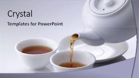  Presentation with teapot - Colorful PPT layouts enhanced with chinese porcelain teapot on white backdrop and a lemonade colored foreground