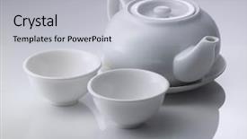  Presentation with teapot - Slide deck consisting of chinese porcelain teapot on white background and a  colored foreground