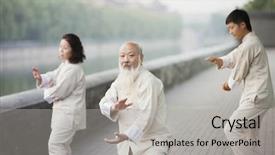  Presentation with chinese chinese - PPT theme consisting of chinese practicing tai ji background and a light gray colored foreground