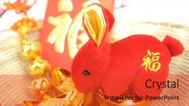  Presentation with chinese new year - Colorful slides enhanced with opulent - fantasy beautiful lady over shop backdrop and a  colored foreground.