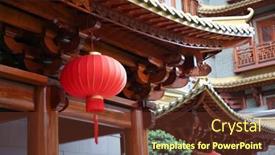  Presentation with lantern chinese - PPT theme with chinese-red-lantern-under background and a tawny brown colored foreground