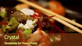  Presentation with prawn - Cool new slides with chinese restaurant - barbequed prawn salad with shrimp backdrop and a tawny brown colored foreground