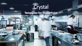  Presentation with restaurant kitchen - Audience pleasing PPT layouts consisting of chinese restaurant - modern kitchen and busy chefs backdrop and a navy blue colored foreground