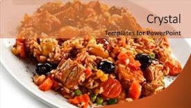  Presentation with chinese restaurant - Presentation consisting of chinese restaurant - risotto - roast meat rice background and a gold colored foreground