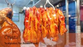  Presentation with chinese restaurant - Slides featuring chinese-restaurant-traditional-gourmet-roast background and a red colored foreground